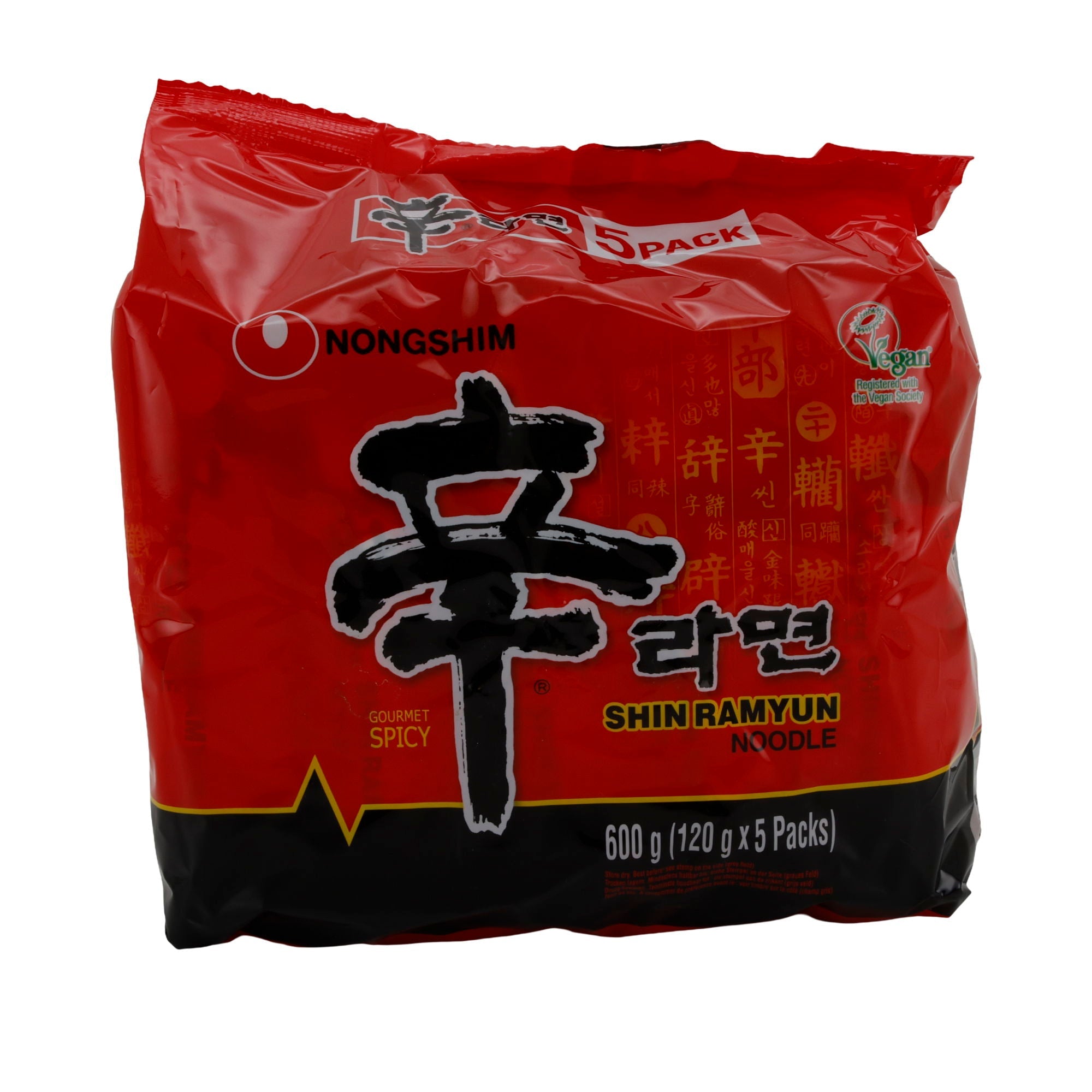 Shin Ramyun Nongshim | Instantnudelsuppe | Scharf mit Rindfleischaroma | 600 g (5 x 120 g) NONGSHIM
